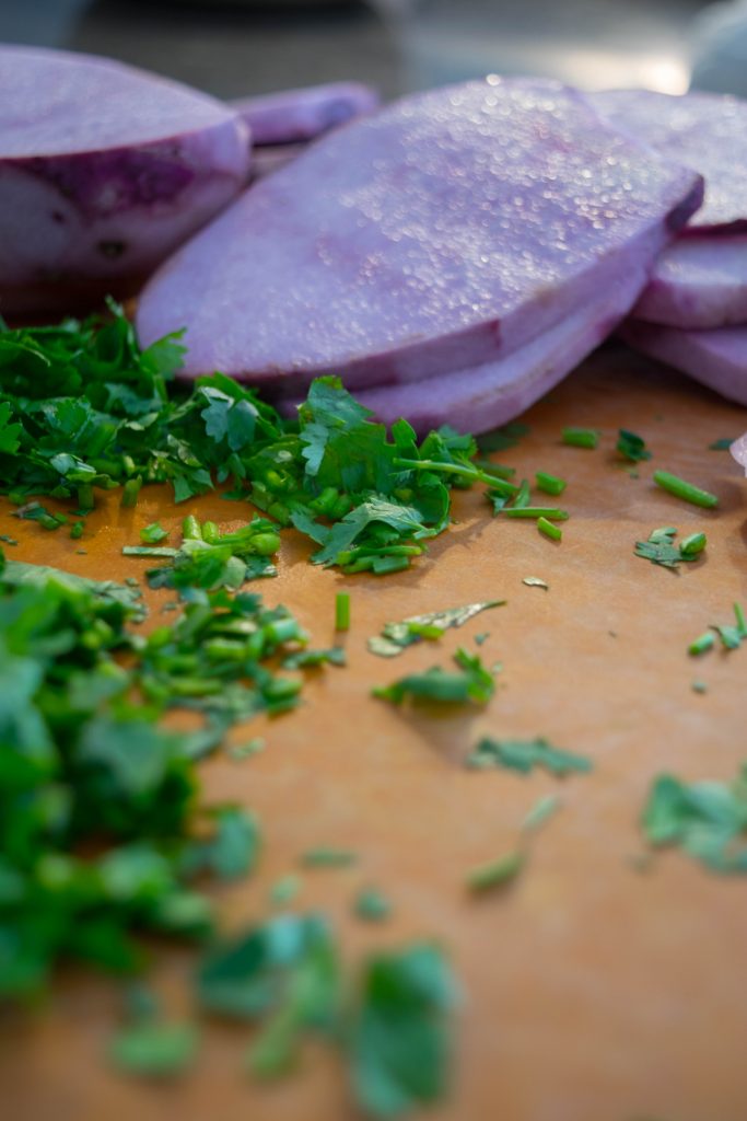 Chopped cilantro and Purple Yam -NidhiPatel.com